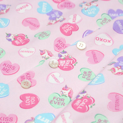 Oxford - Unicorn Heart fabric Pink - FO:REST Fabric 布恩堂Liberty fabrictana lawnjapanese fabricykk zipper