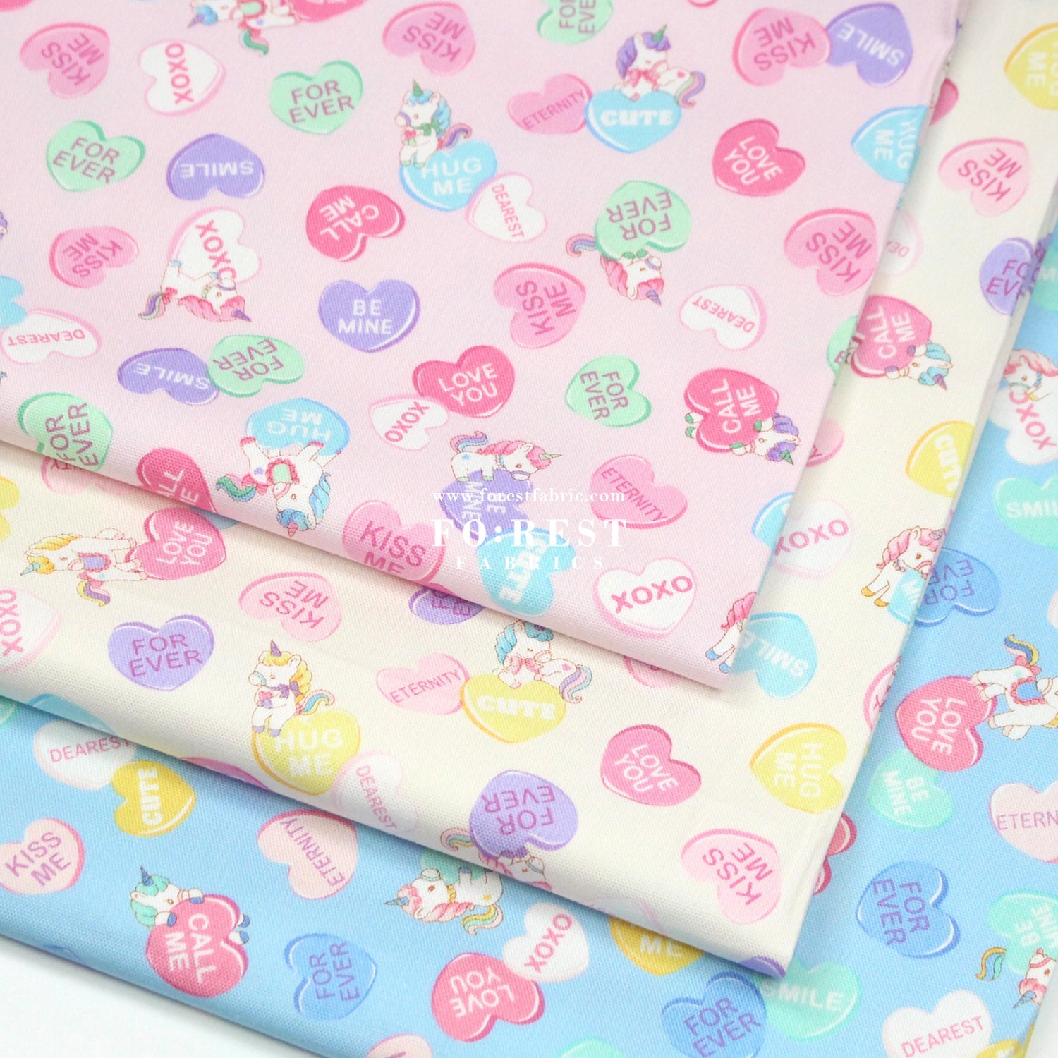Oxford - Unicorn Heart fabric Pink - FO:REST Fabric 布恩堂Liberty fabrictana lawnjapanese fabricykk zipper