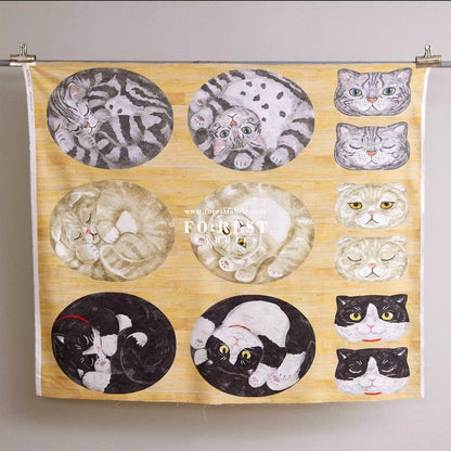 Pre - cut cotton - Home Deco cats fabric - FO:REST Fabric 布恩堂Liberty fabrictana lawnjapanese fabricykk zipper