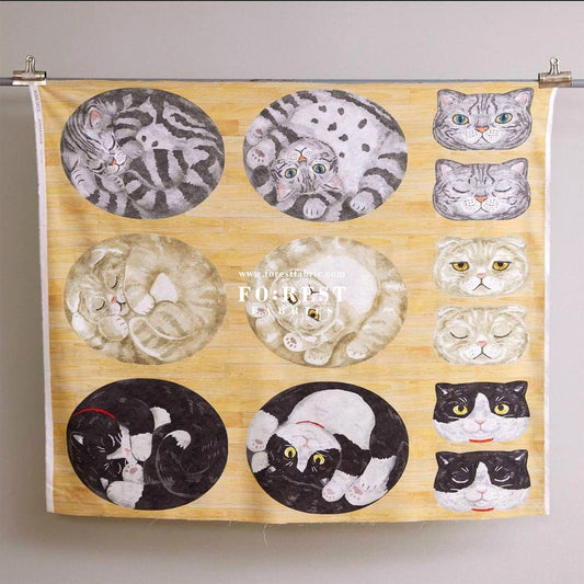 Pre - cut cotton - Home Deco cats fabric - FO:REST Fabric 布恩堂Liberty fabrictana lawnjapanese fabricykk zipper