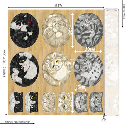 Pre - cut cotton - Home Deco cats fabric - FO:REST Fabric 布恩堂Liberty fabrictana lawnjapanese fabricykk zipper
