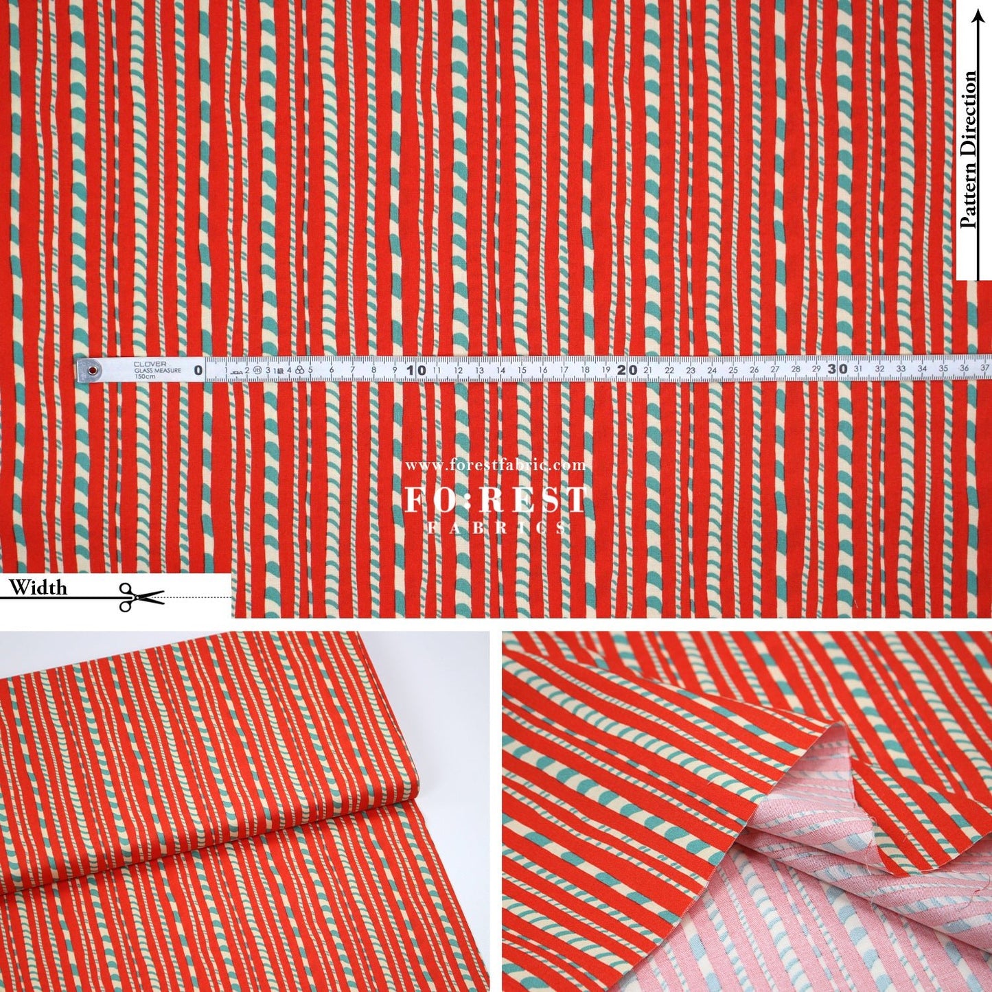 Quilting Liberty - Candy Cane Stripe fabric A - FO:REST Fabric 布恩堂Liberty fabrictana lawnjapanese fabricykk zipper