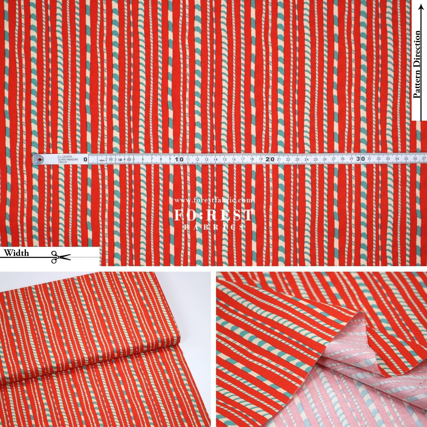 Quilting Liberty - Candy Cane Stripe fabric A - FO:REST Fabric 布恩堂Liberty fabrictana lawnjapanese fabricykk zipper