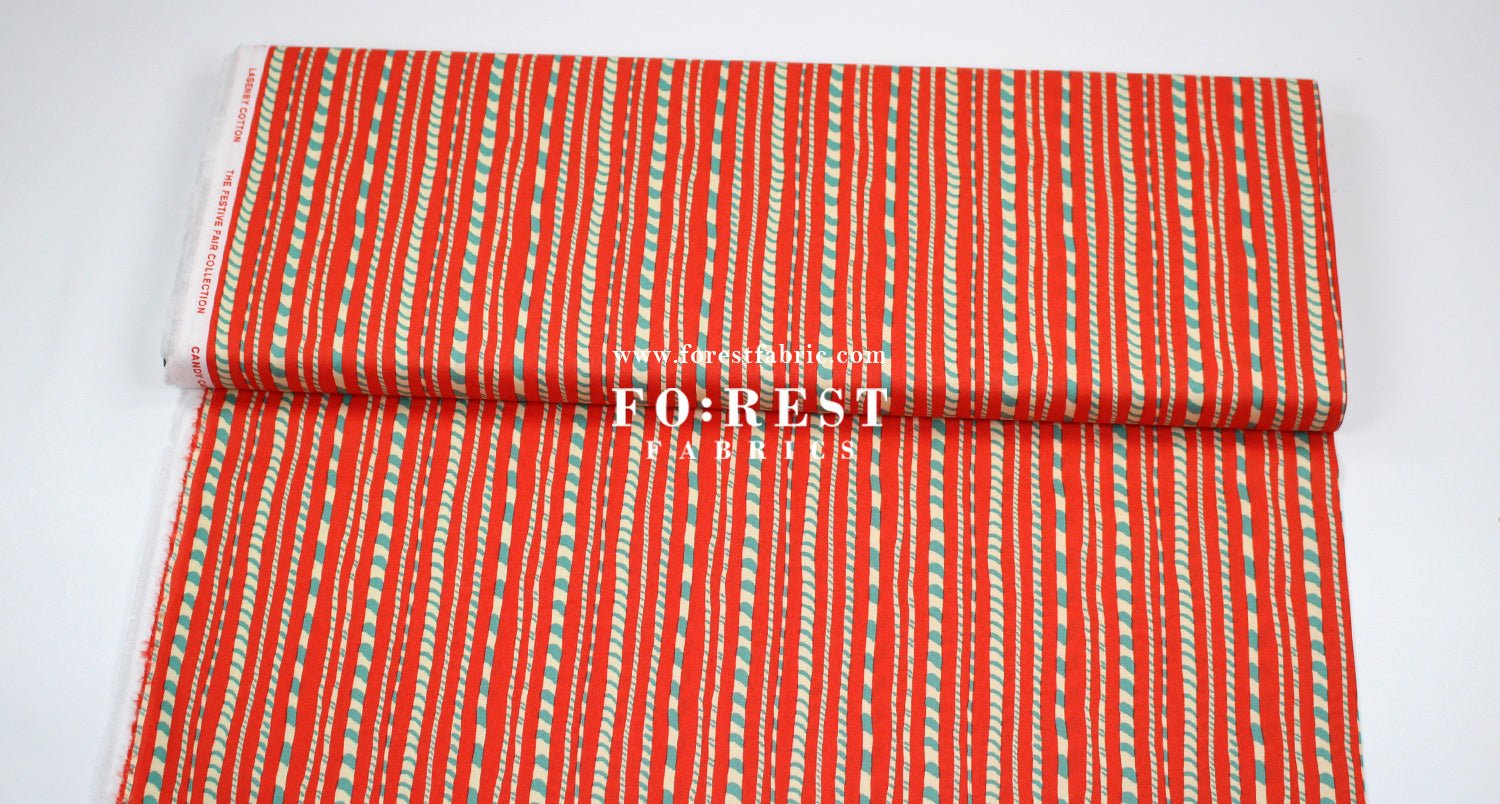 Quilting Liberty - Candy Cane Stripe fabric A - FO:REST Fabric 布恩堂Liberty fabrictana lawnjapanese fabricykk zipper