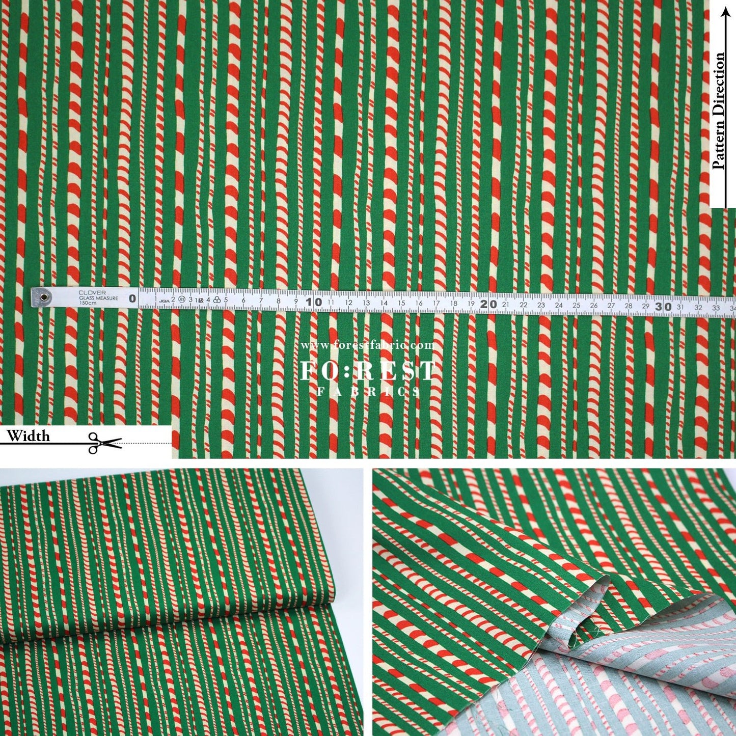 Quilting Liberty - Candy Cane Stripe fabric B - FO:REST Fabric 布恩堂Liberty fabrictana lawnjapanese fabricykk zipper