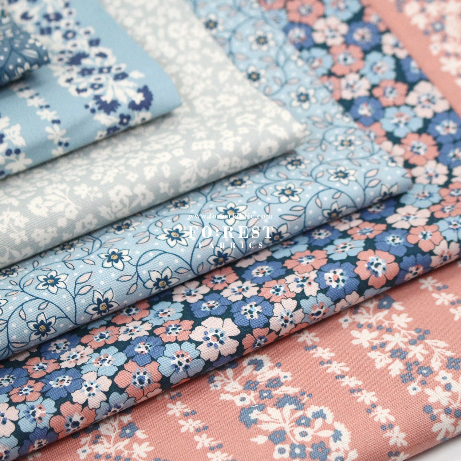 Quilting Liberty - Denim Florals 2 fabric - FO:REST Fabric 布恩堂Liberty fabrictana lawnjapanese fabricykk zipper