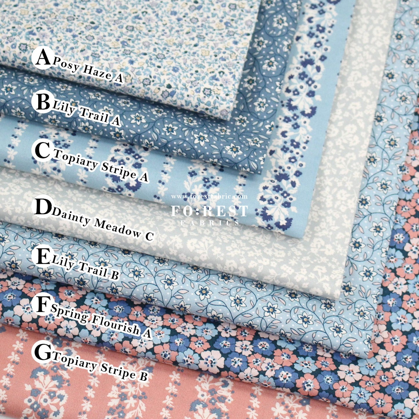 Quilting Liberty - Denim Florals 2 fabric - FO:REST Fabric 布恩堂Liberty fabrictana lawnjapanese fabricykk zipper