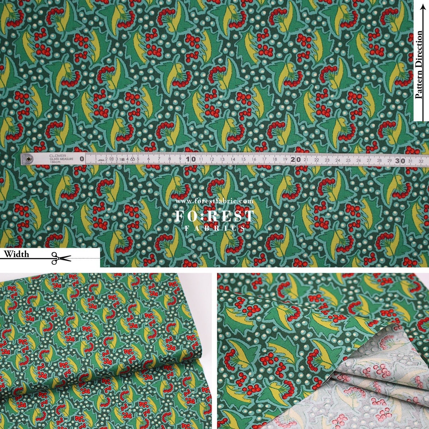 Quilting Liberty - Festive Flora fabric B - FO:REST Fabric 布恩堂Liberty fabrictana lawnjapanese fabricykk zipper