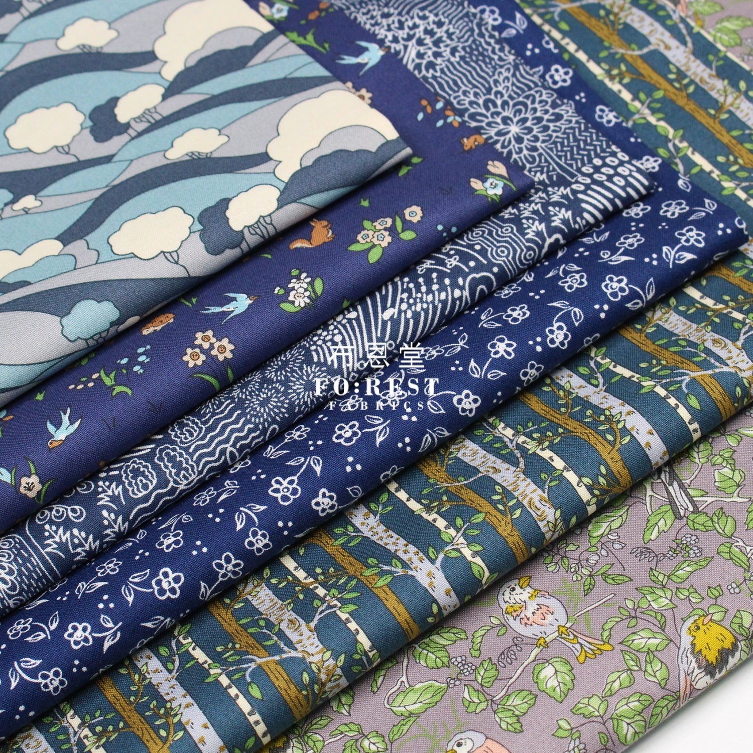 Quilting Liberty - into the woods A - FO:REST Fabric 布恩堂Liberty fabrictana lawnjapanese fabricykk zipper