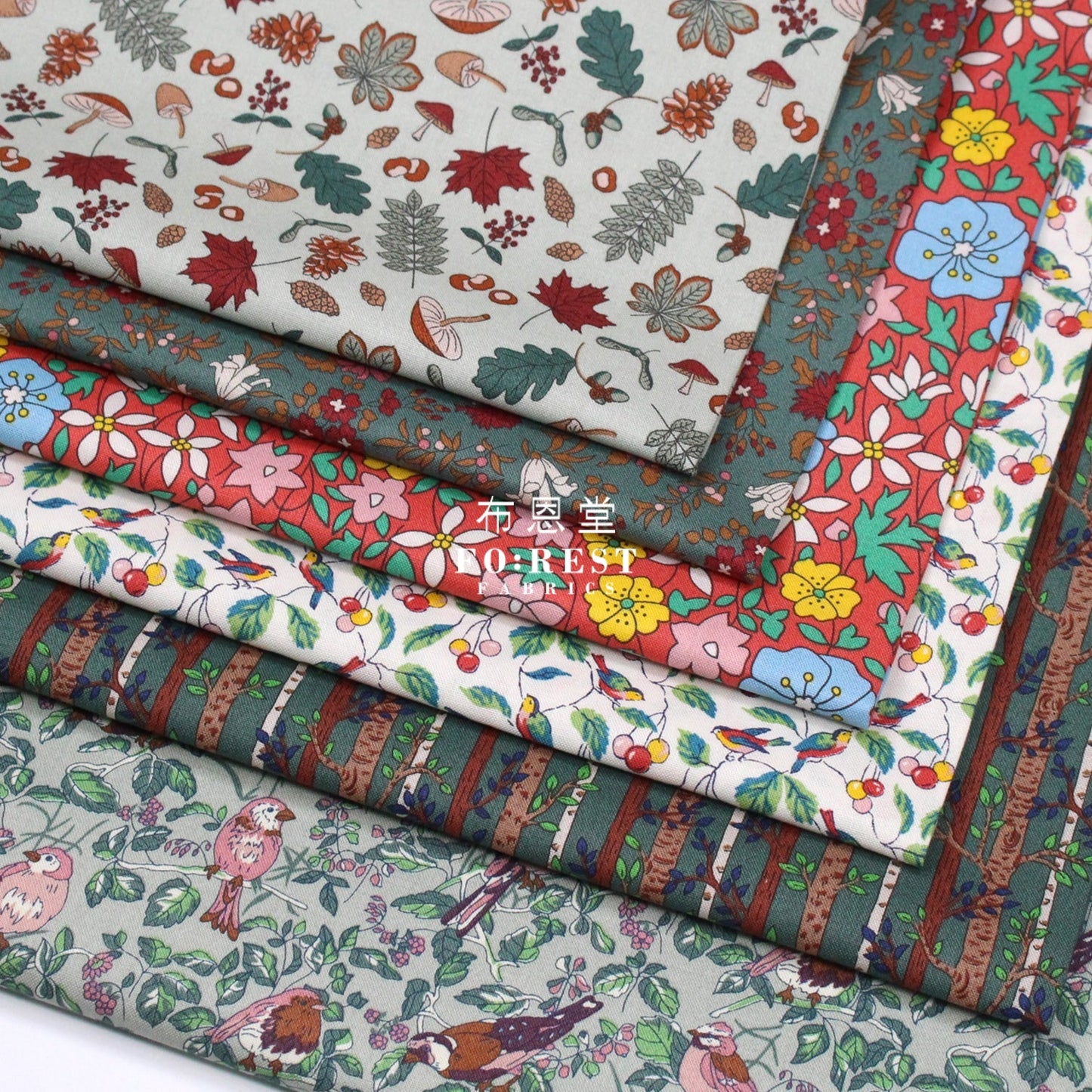 Quilting Liberty - into the woods C - FO:REST Fabric 布恩堂Liberty fabrictana lawnjapanese fabricykk zipper