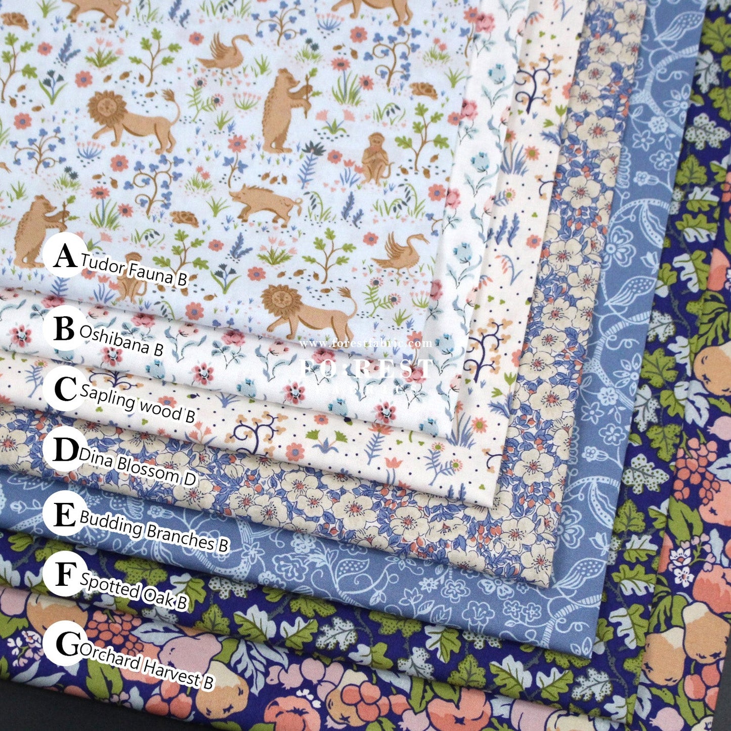 Quilting Liberty - Liberty Tree of Life Blue 2 fabric - FO:REST Fabric 布恩堂Liberty fabrictana lawnjapanese fabricykk zipper