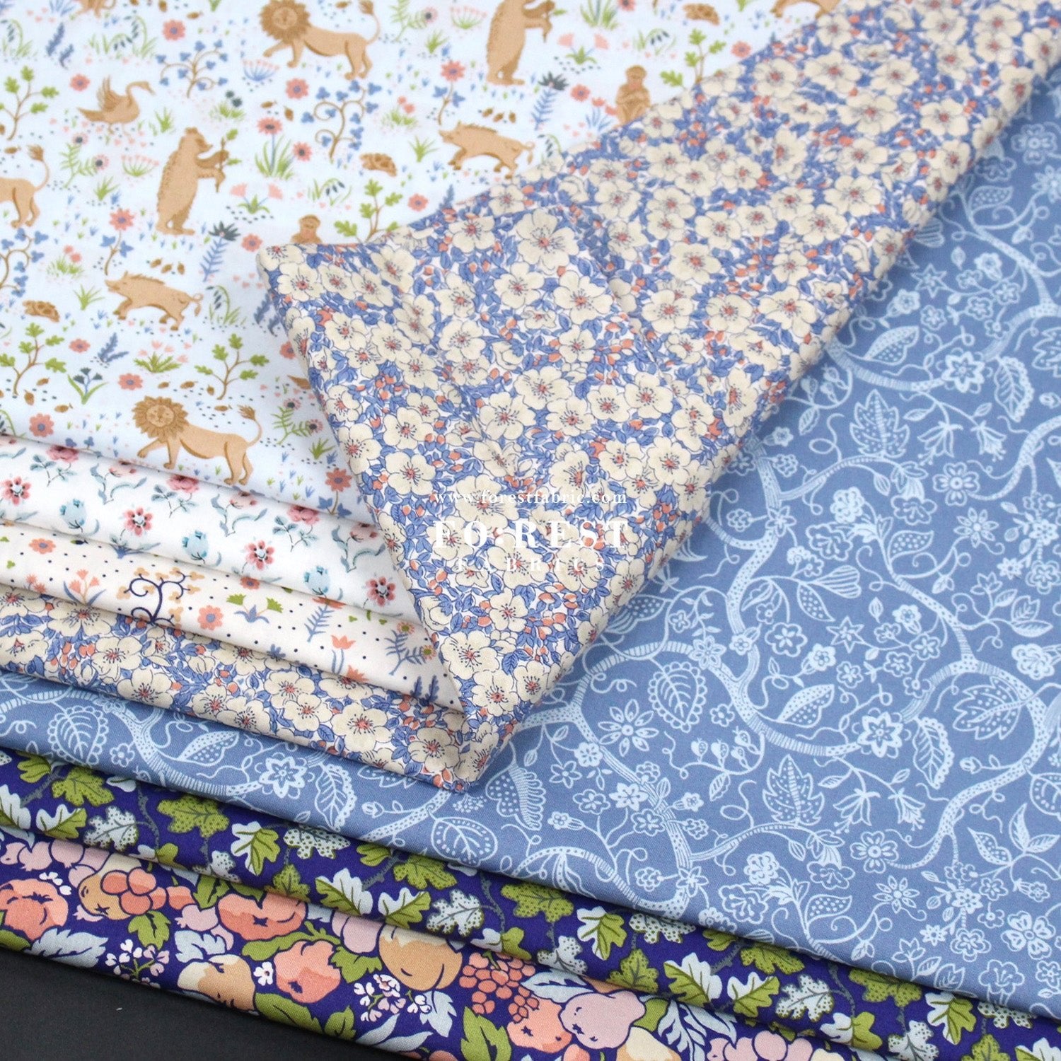 Quilting Liberty - Liberty Tree of Life Blue 2 fabric - FO:REST Fabric 布恩堂Liberty fabrictana lawnjapanese fabricykk zipper