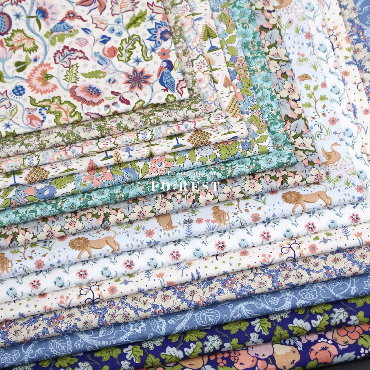 Quilting Liberty Liberty Tree of Life Blue fabric SET - FO:REST Fabric 布恩堂Liberty fabrictana lawnjapanese fabricykk zipper