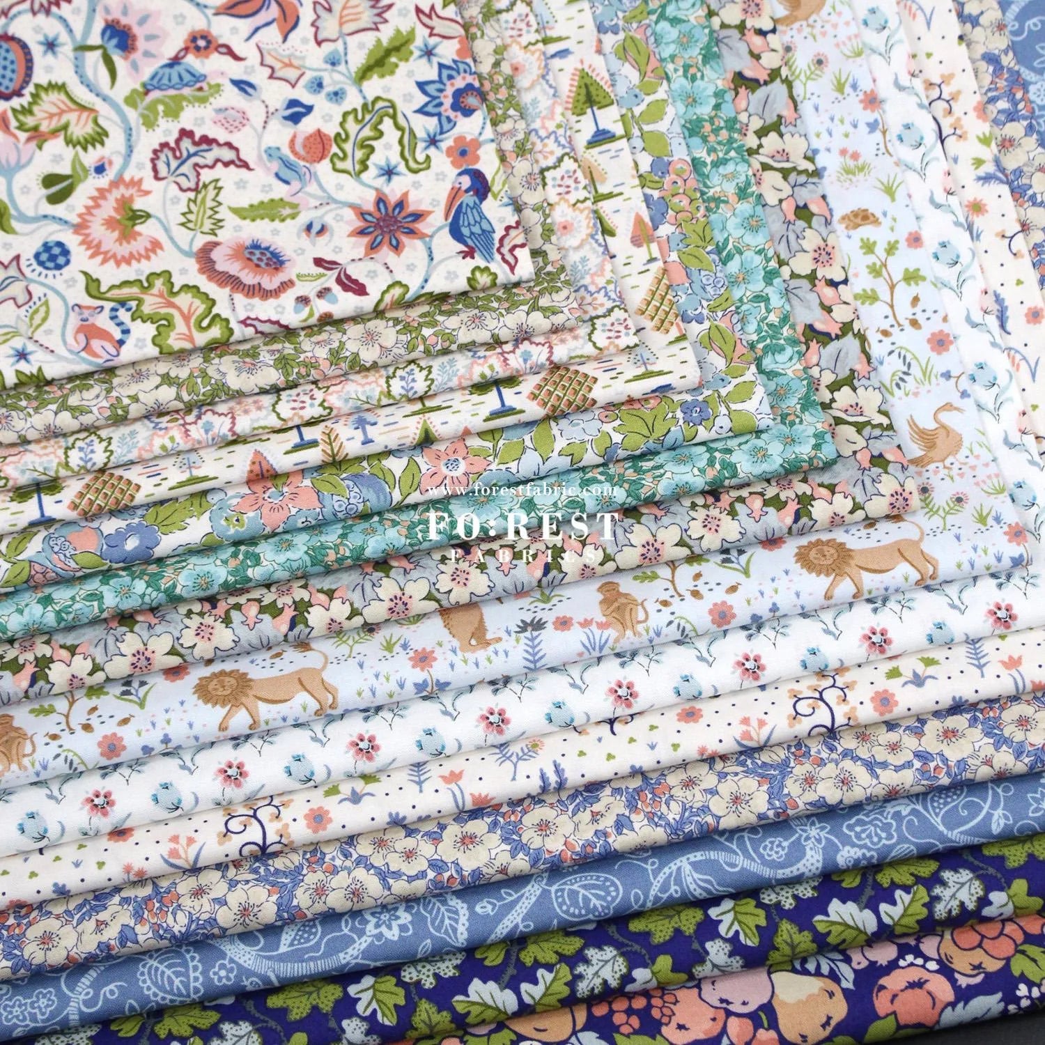 Quilting Liberty Liberty Tree of Life Blue fabric SET - FO:REST Fabric 布恩堂Liberty fabrictana lawnjapanese fabricykk zipper