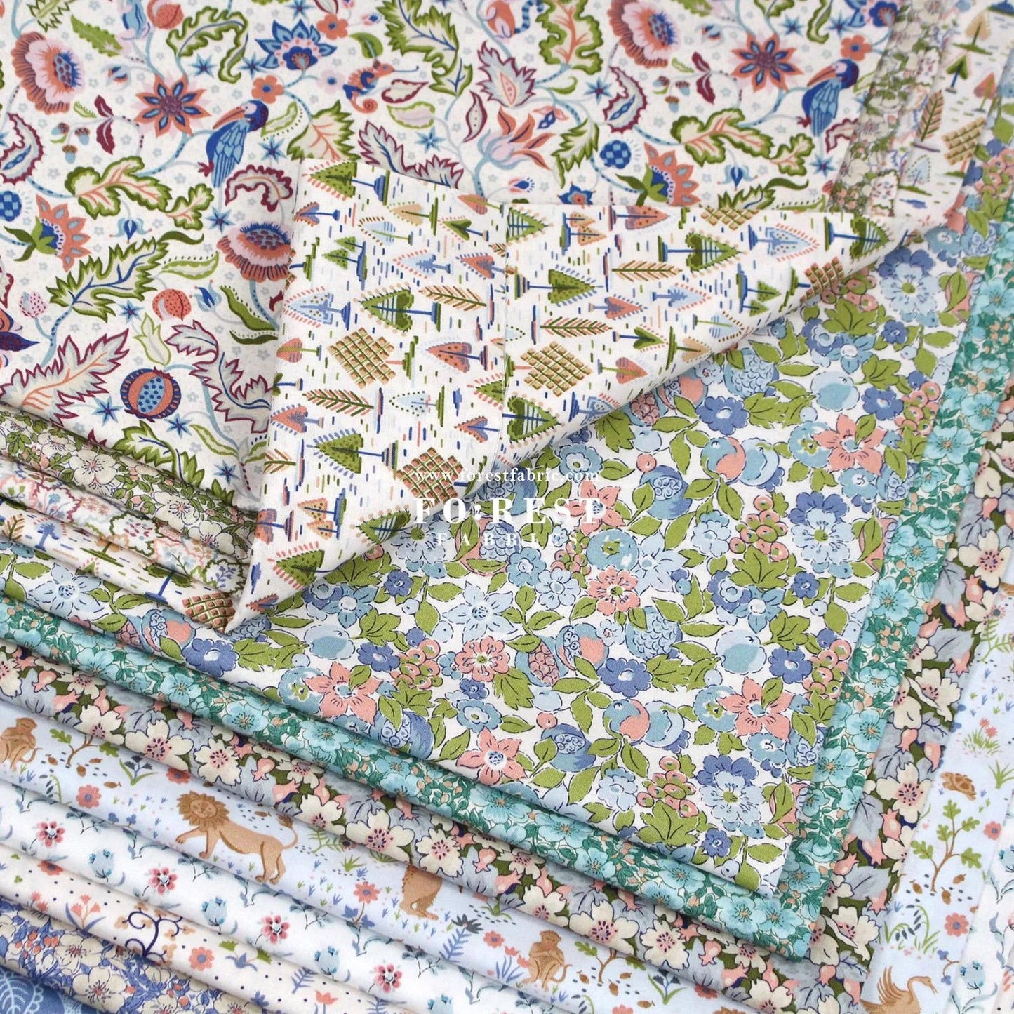 Quilting Liberty Liberty Tree of Life Blue fabric SET - FO:REST Fabric 布恩堂Liberty fabrictana lawnjapanese fabricykk zipper