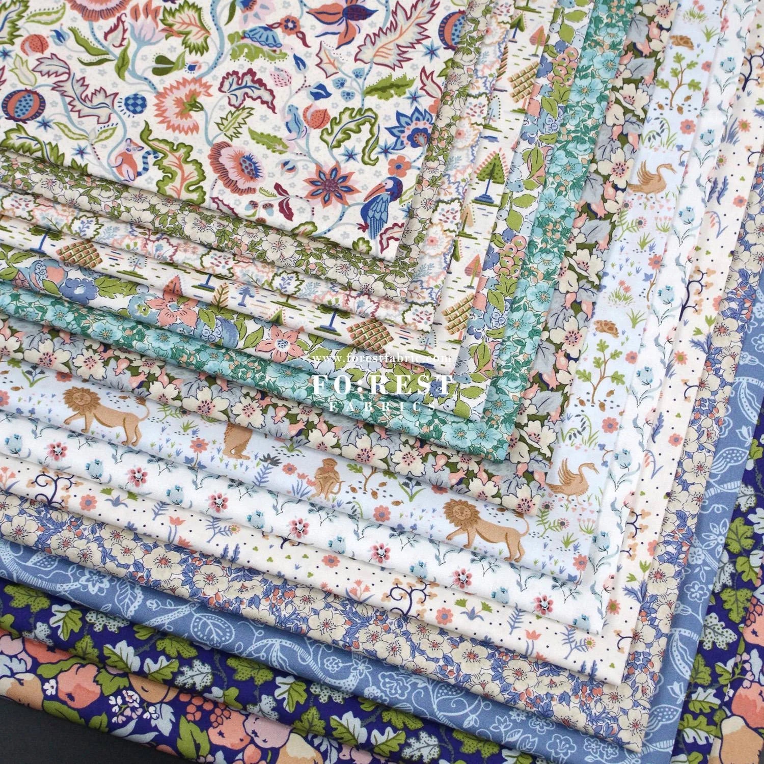 Quilting Liberty Liberty Tree of Life Blue fabric SET - FO:REST Fabric 布恩堂Liberty fabrictana lawnjapanese fabricykk zipper