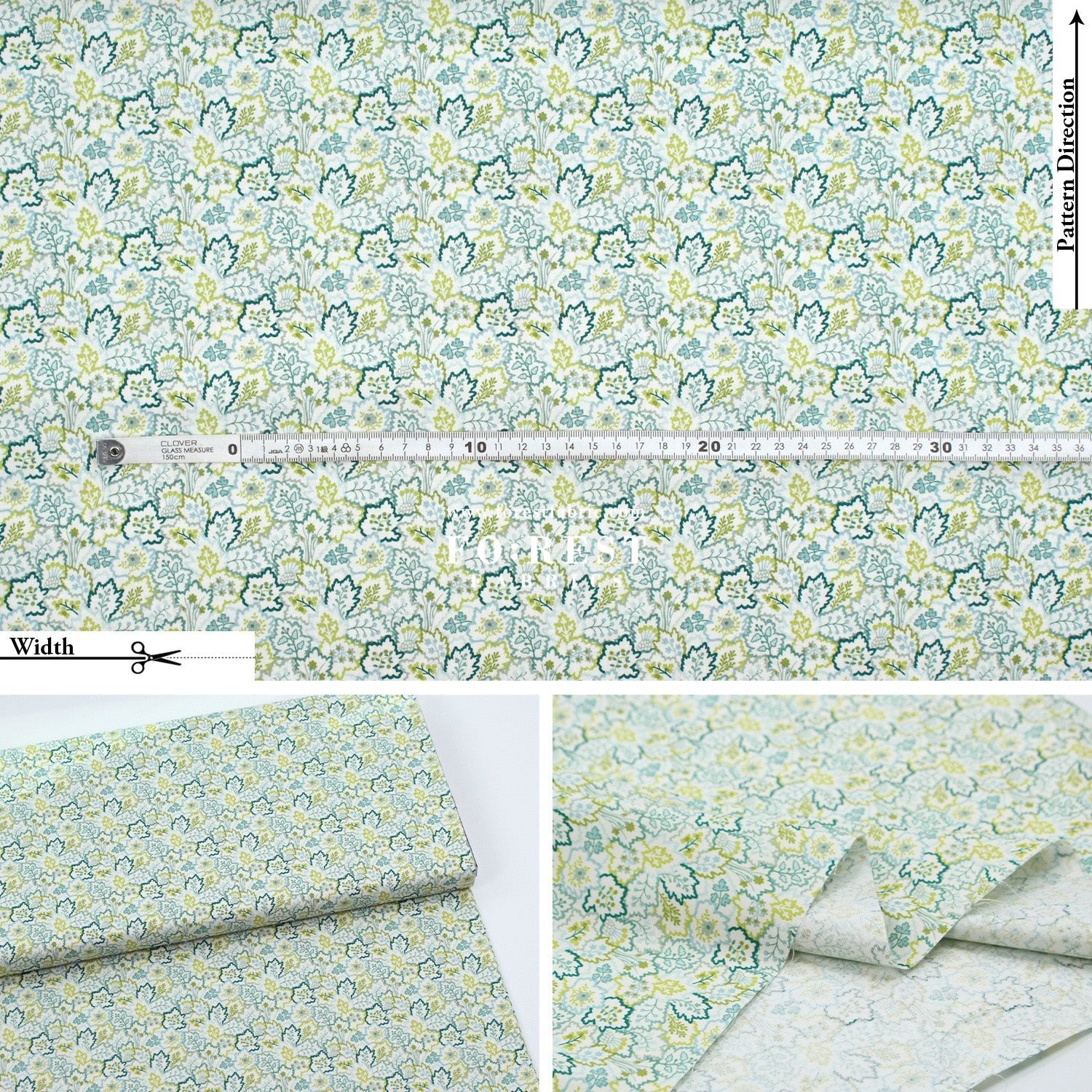 Quilting Liberty - Liberty Tree of Life Green 1 fabric - FO:REST Fabric 布恩堂Liberty fabrictana lawnjapanese fabricykk zipper