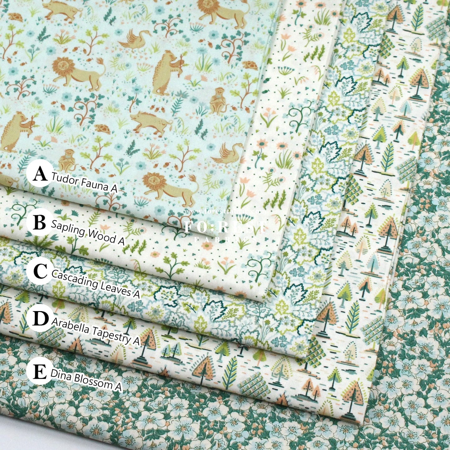 Quilting Liberty - Liberty Tree of Life Green 1 fabric - FO:REST Fabric 布恩堂Liberty fabrictana lawnjapanese fabricykk zipper