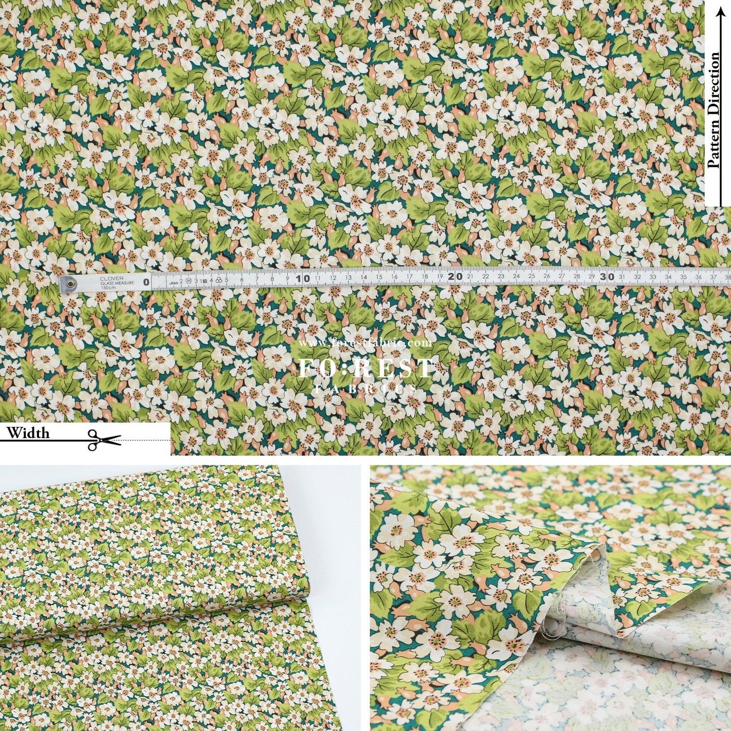 Quilting Liberty - Liberty Tree of Life Green 2 fabric - FO:REST Fabric 布恩堂Liberty fabrictana lawnjapanese fabricykk zipper
