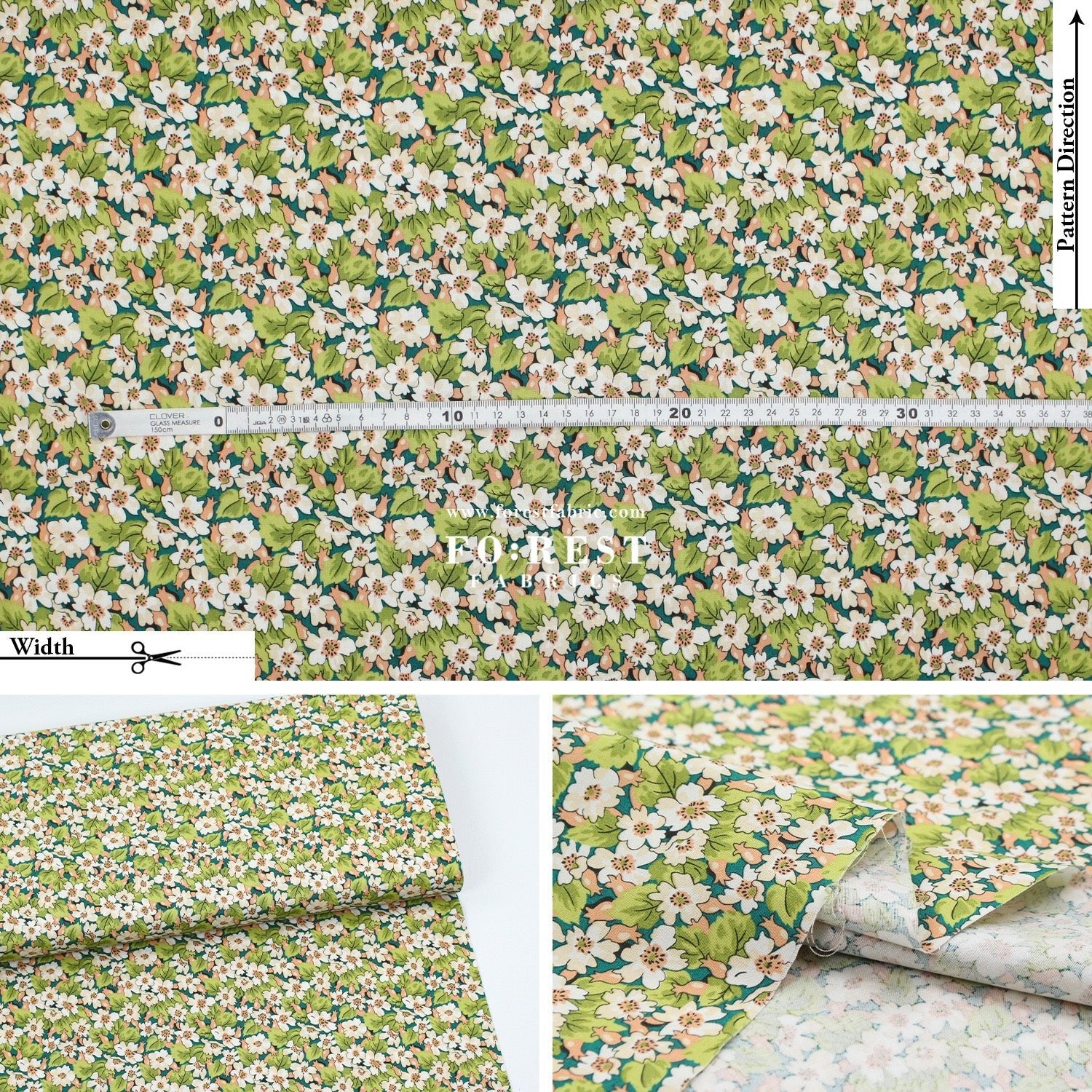 Quilting Liberty - Liberty Tree of Life Green 2 fabric - FO:REST Fabric 布恩堂Liberty fabrictana lawnjapanese fabricykk zipper