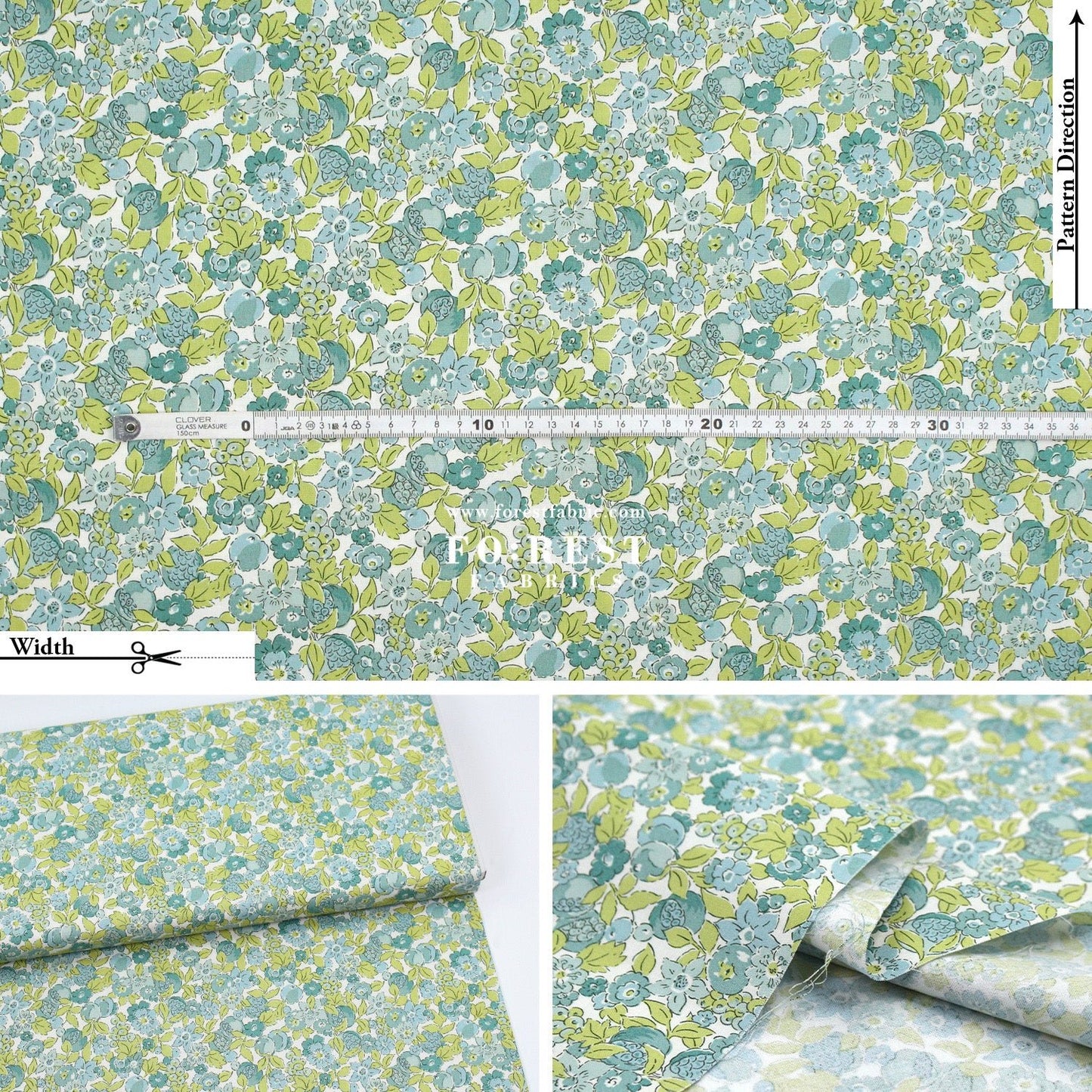 Quilting Liberty - Liberty Tree of Life Green 2 fabric - FO:REST Fabric 布恩堂Liberty fabrictana lawnjapanese fabricykk zipper