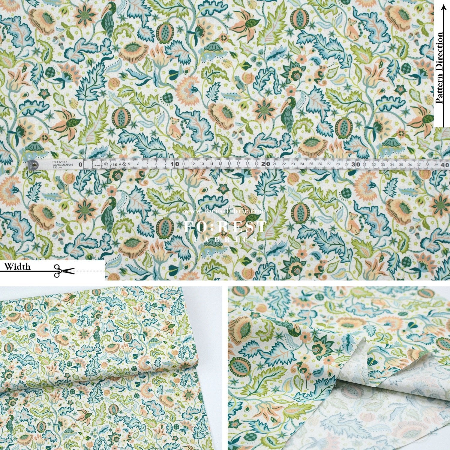 Quilting Liberty - Liberty Tree of Life Green 2 fabric - FO:REST Fabric 布恩堂Liberty fabrictana lawnjapanese fabricykk zipper