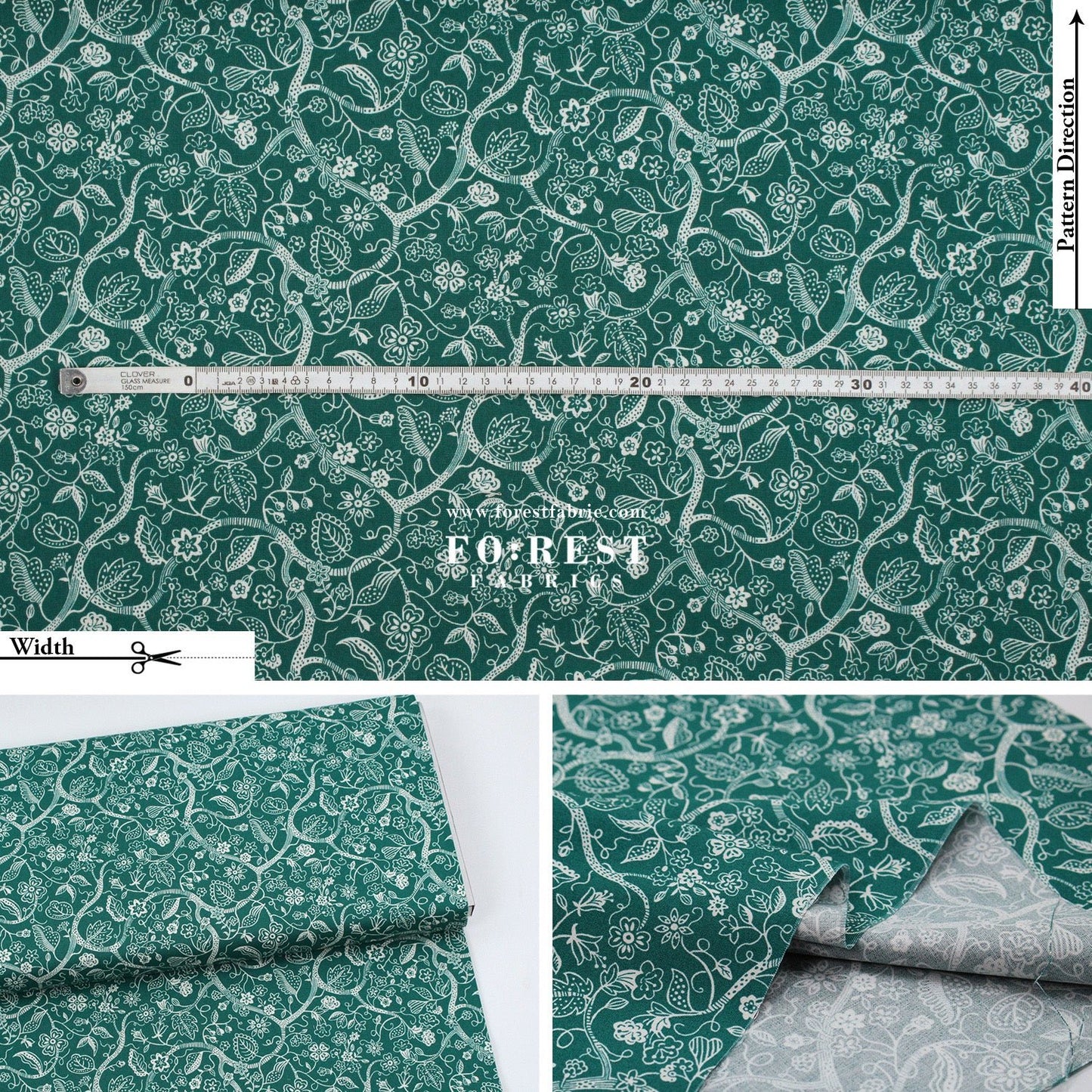 Quilting Liberty - Liberty Tree of Life Green 2 fabric - FO:REST Fabric 布恩堂Liberty fabrictana lawnjapanese fabricykk zipper