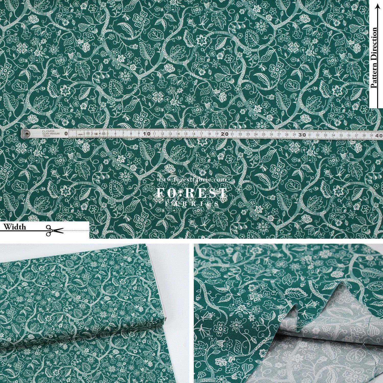 Quilting Liberty - Liberty Tree of Life Green 2 fabric - FO:REST Fabric 布恩堂Liberty fabrictana lawnjapanese fabricykk zipper