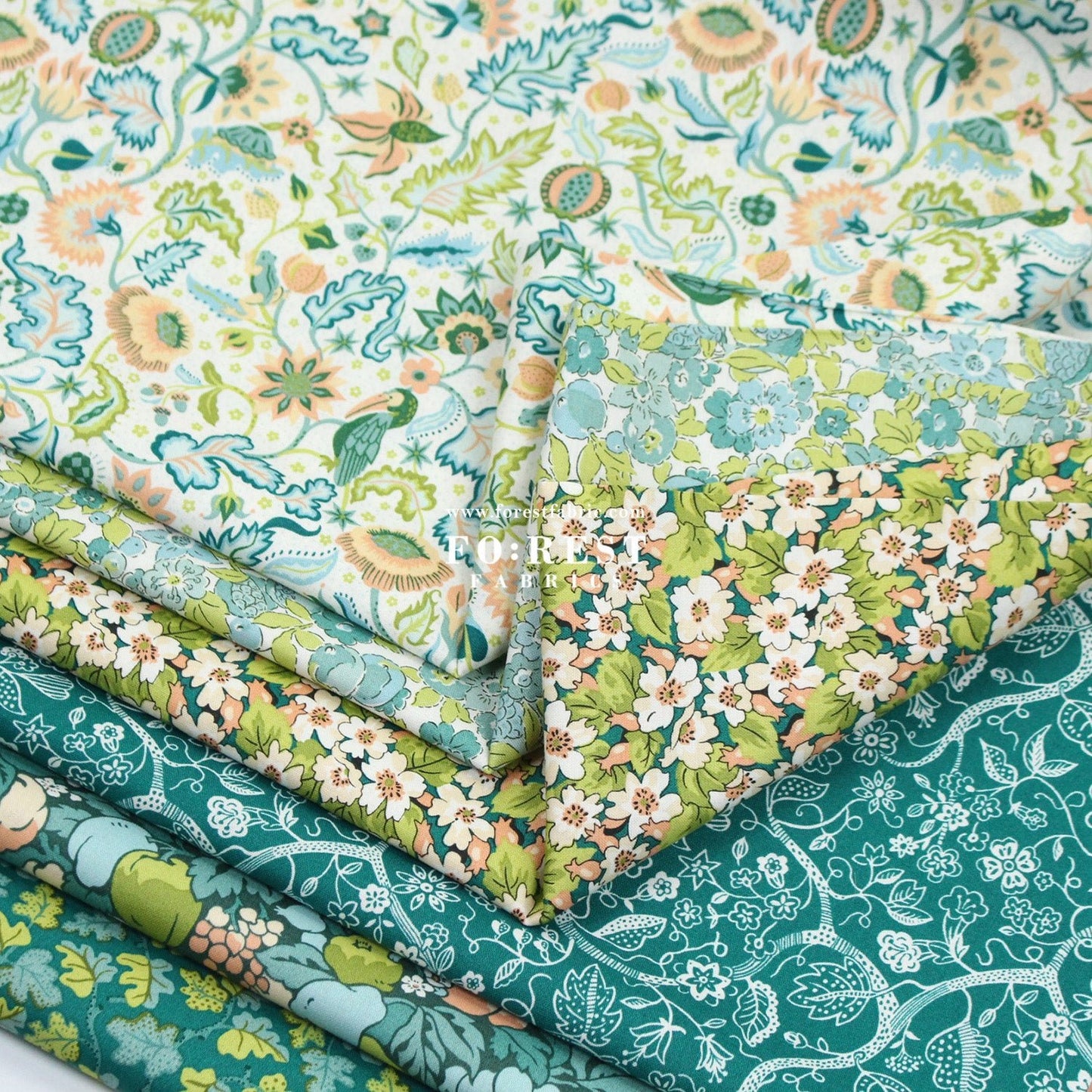 Quilting Liberty - Liberty Tree of Life Green 2 fabric - FO:REST Fabric 布恩堂Liberty fabrictana lawnjapanese fabricykk zipper
