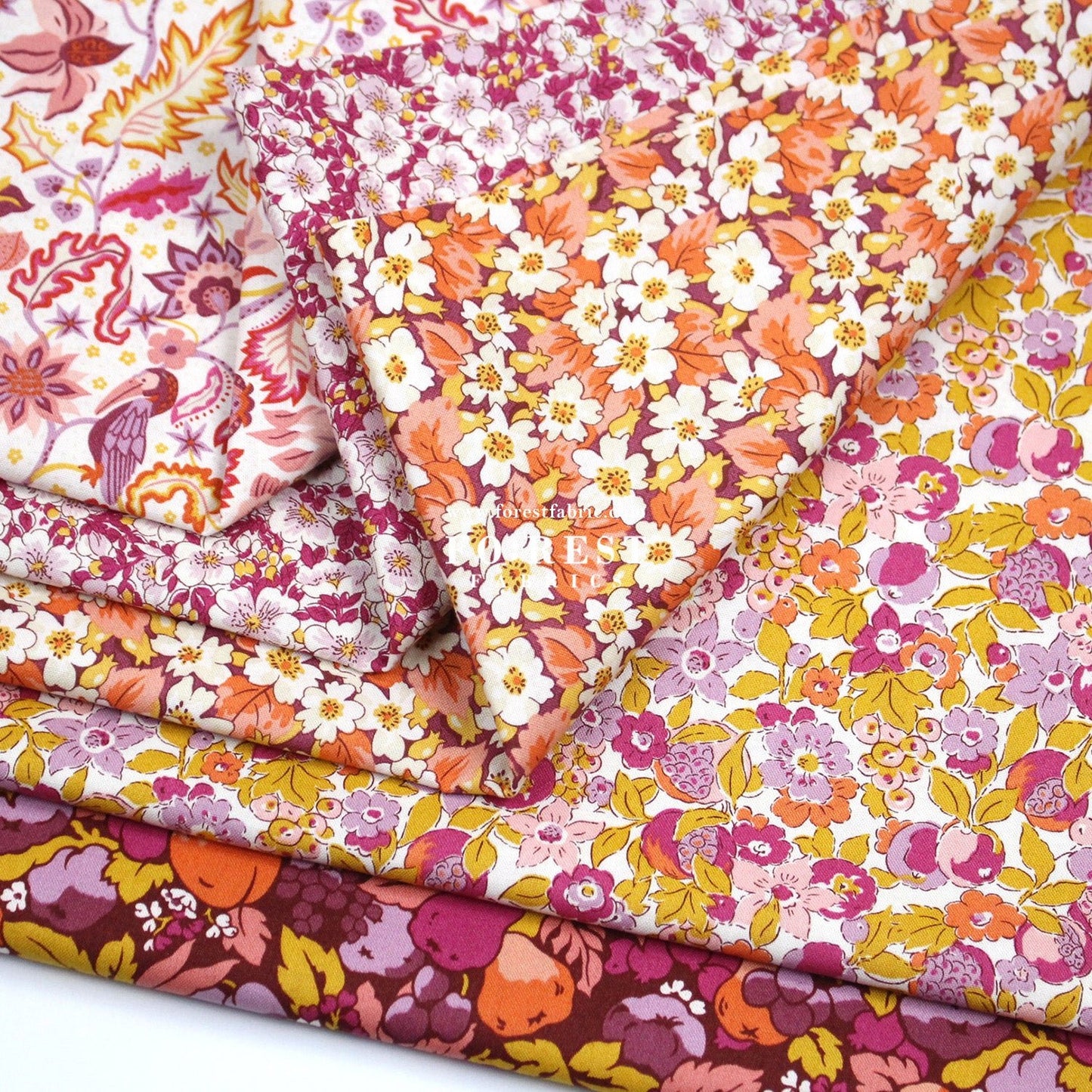 Quilting Liberty - Liberty Tree of Life Orange 1 fabric - FO:REST Fabric 布恩堂Liberty fabrictana lawnjapanese fabricykk zipper