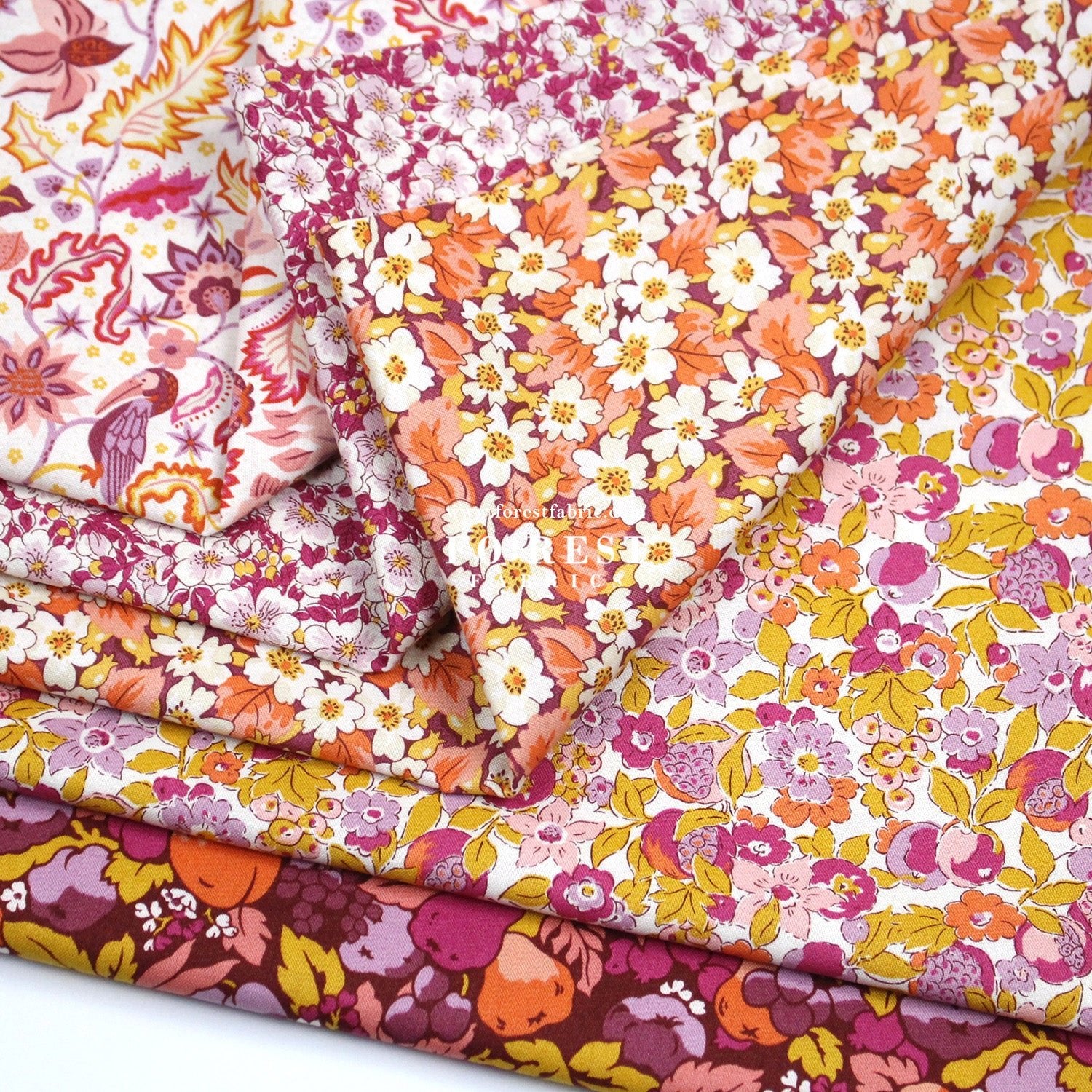 Quilting Liberty - Liberty Tree of Life Orange 1 fabric - FO:REST Fabric 布恩堂Liberty fabrictana lawnjapanese fabricykk zipper