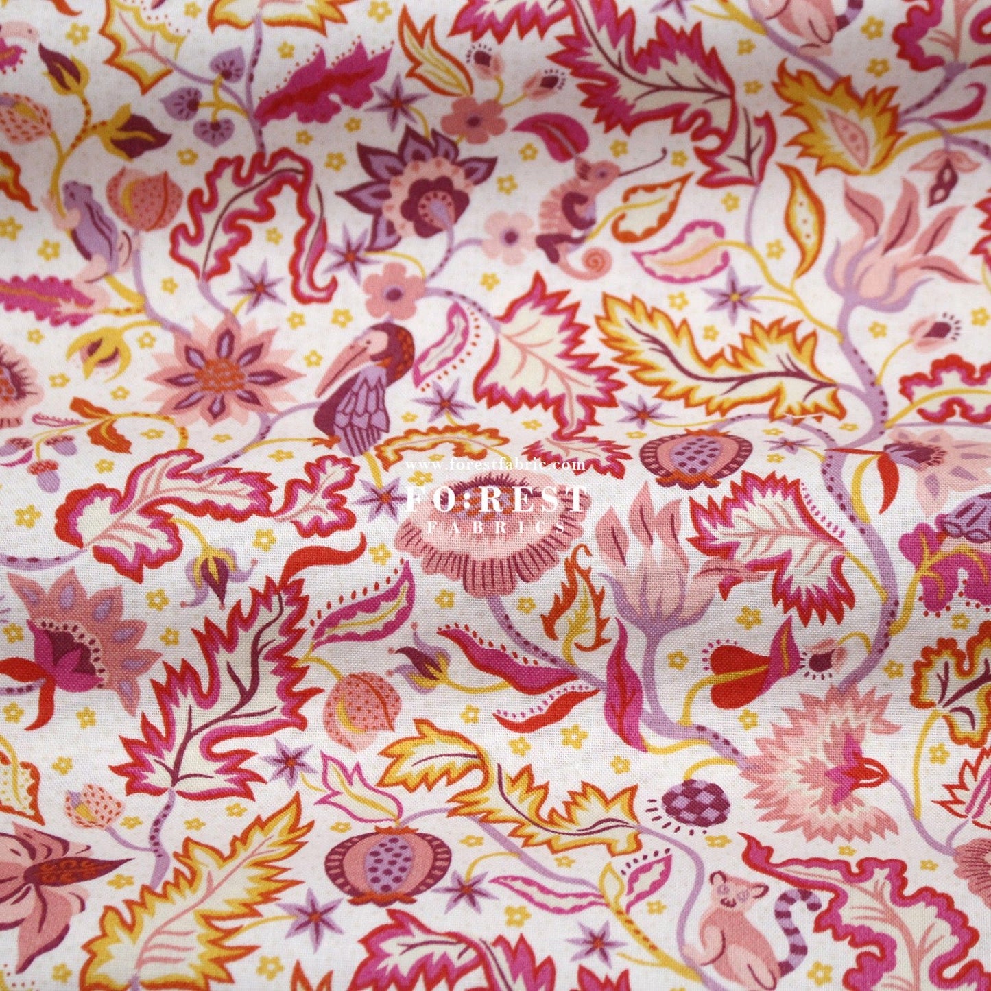 Quilting Liberty - Liberty Tree of Life Orange 1 fabric - FO:REST Fabric 布恩堂Liberty fabrictana lawnjapanese fabricykk zipper