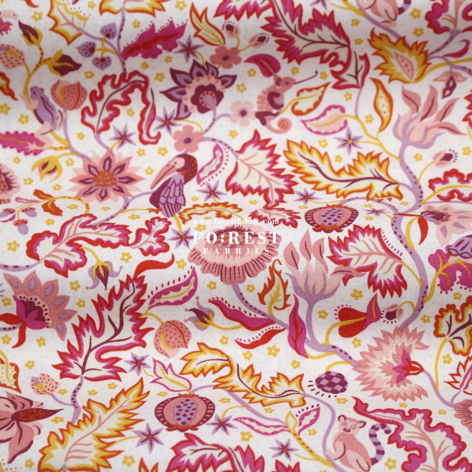 Quilting Liberty - Liberty Tree of Life Orange 1 fabric - FO:REST Fabric 布恩堂Liberty fabrictana lawnjapanese fabricykk zipper