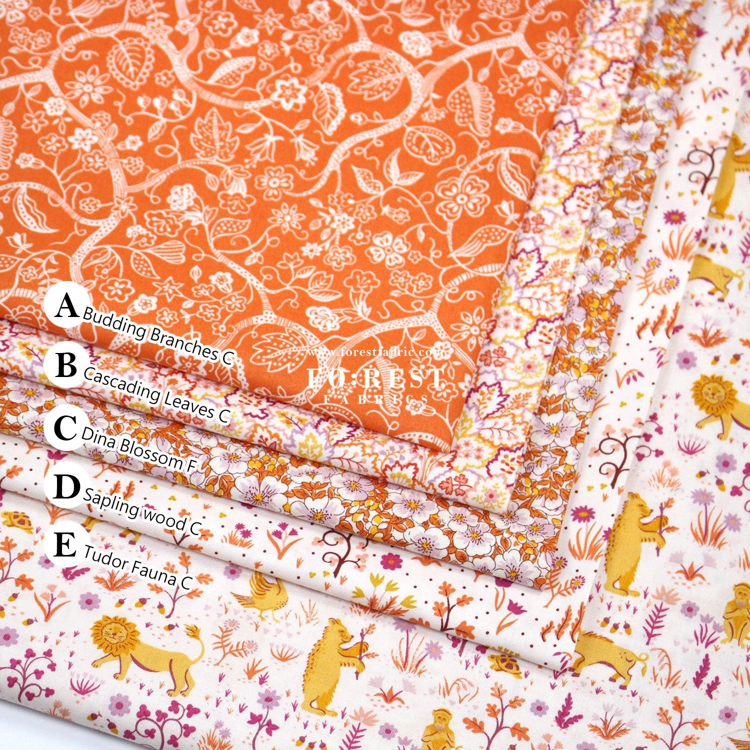 Quilting Liberty - Liberty Tree of Life Orange 2 fabric - FO:REST Fabric 布恩堂Liberty fabrictana lawnjapanese fabricykk zipper