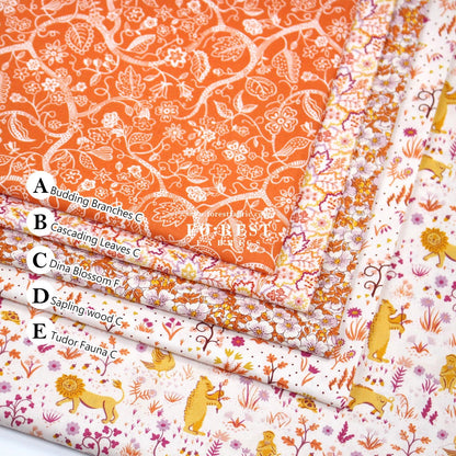 Quilting Liberty - Liberty Tree of Life Orange 2 fabric - FO:REST Fabric 布恩堂Liberty fabrictana lawnjapanese fabricykk zipper