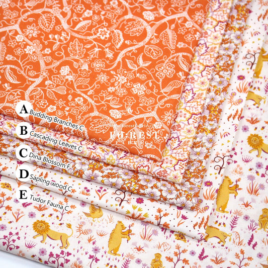 Quilting Liberty - Liberty Tree of Life Orange 2 fabric - FO:REST Fabric 布恩堂Liberty fabrictana lawnjapanese fabricykk zipper