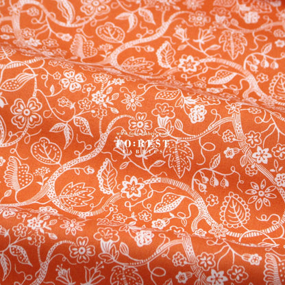 Quilting Liberty - Liberty Tree of Life Orange 2 fabric - FO:REST Fabric 布恩堂Liberty fabrictana lawnjapanese fabricykk zipper