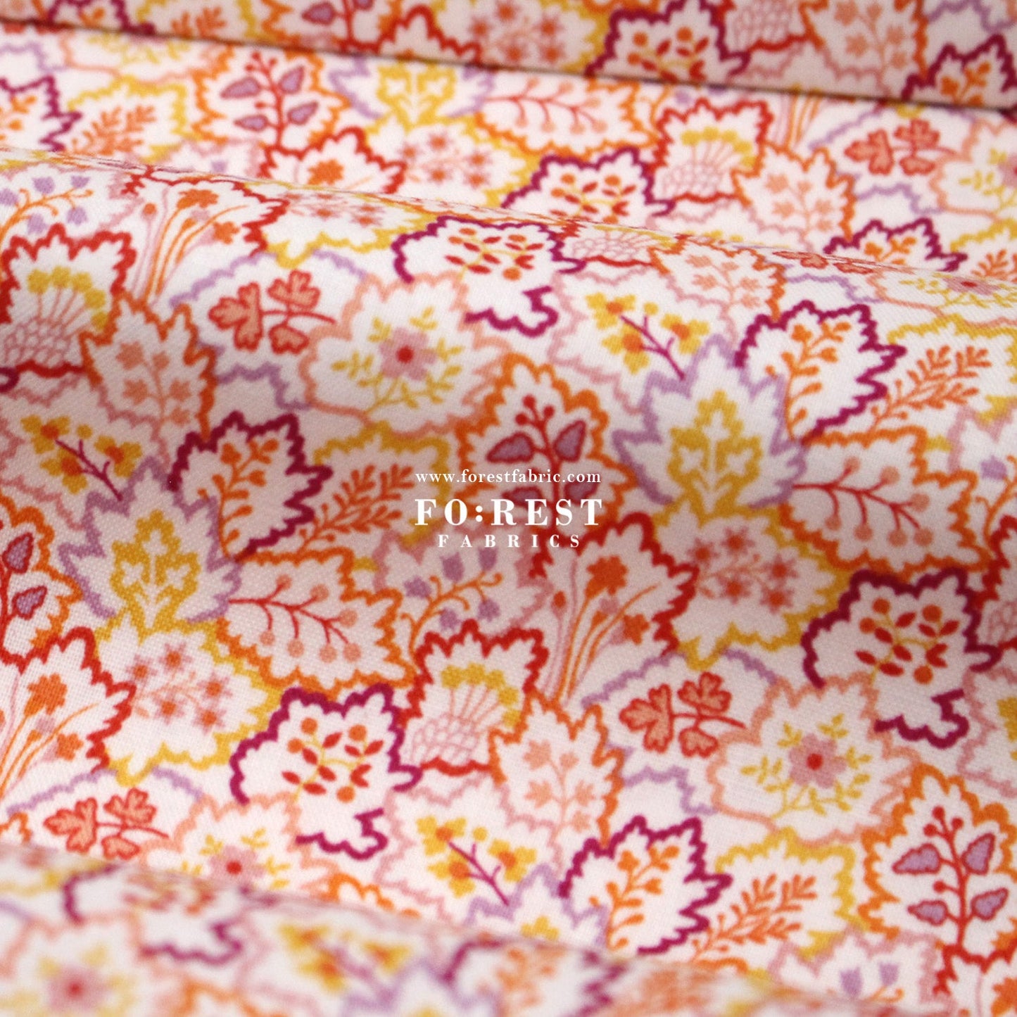 Quilting Liberty - Liberty Tree of Life Orange 2 fabric - FO:REST Fabric 布恩堂Liberty fabrictana lawnjapanese fabricykk zipper