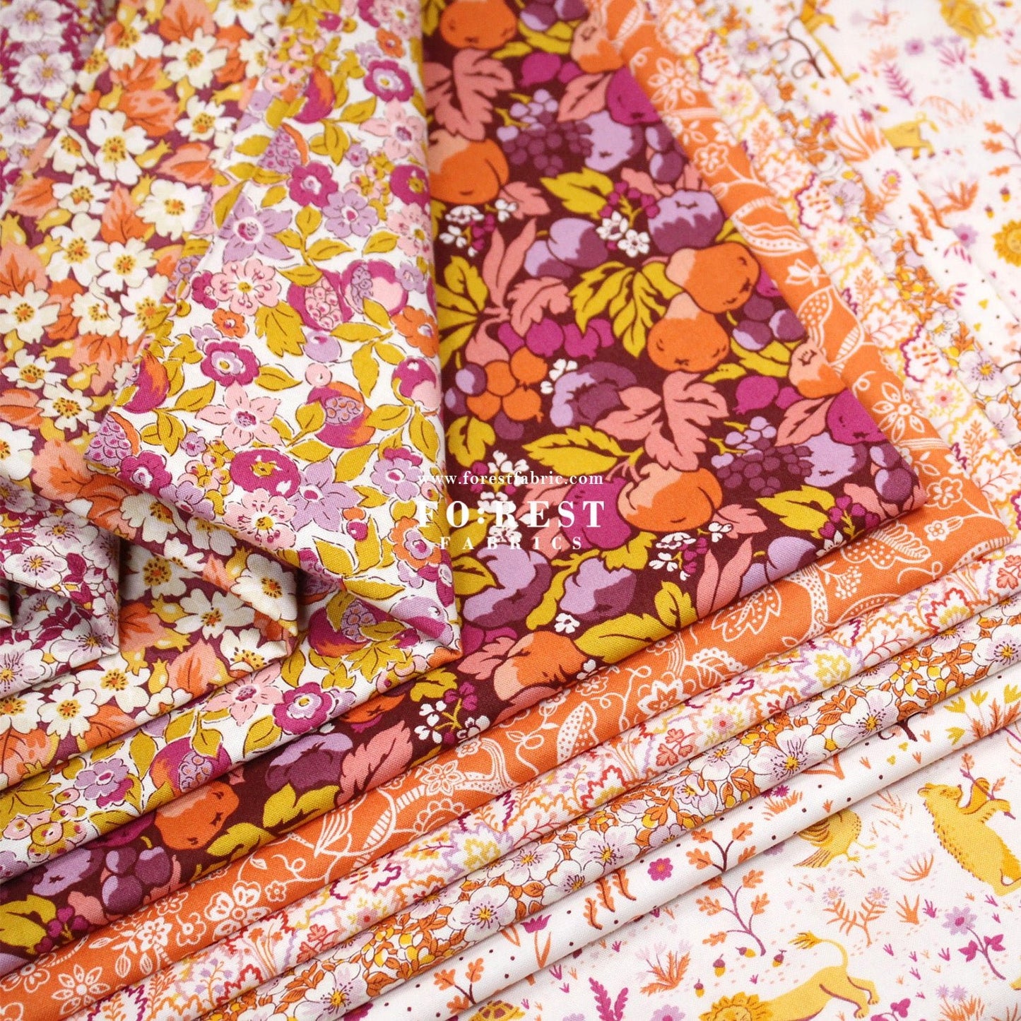 Quilting Liberty Liberty Tree of Life Orange fabric SET - FO:REST Fabric 布恩堂Liberty fabrictana lawnjapanese fabricykk zipper