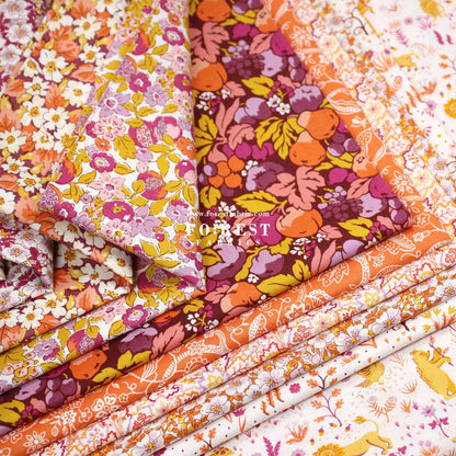 Quilting Liberty Liberty Tree of Life Orange fabric SET - FO:REST Fabric 布恩堂Liberty fabrictana lawnjapanese fabricykk zipper