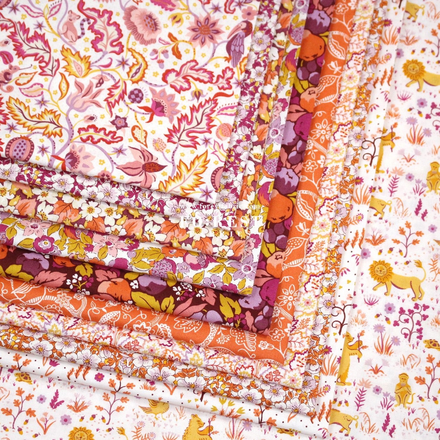 Quilting Liberty Liberty Tree of Life Orange fabric SET - FO:REST Fabric 布恩堂Liberty fabrictana lawnjapanese fabricykk zipper