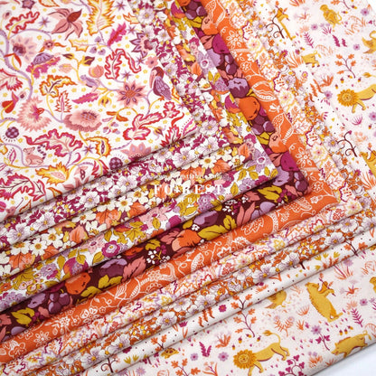 Quilting Liberty Liberty Tree of Life Orange fabric SET - FO:REST Fabric 布恩堂Liberty fabrictana lawnjapanese fabricykk zipper
