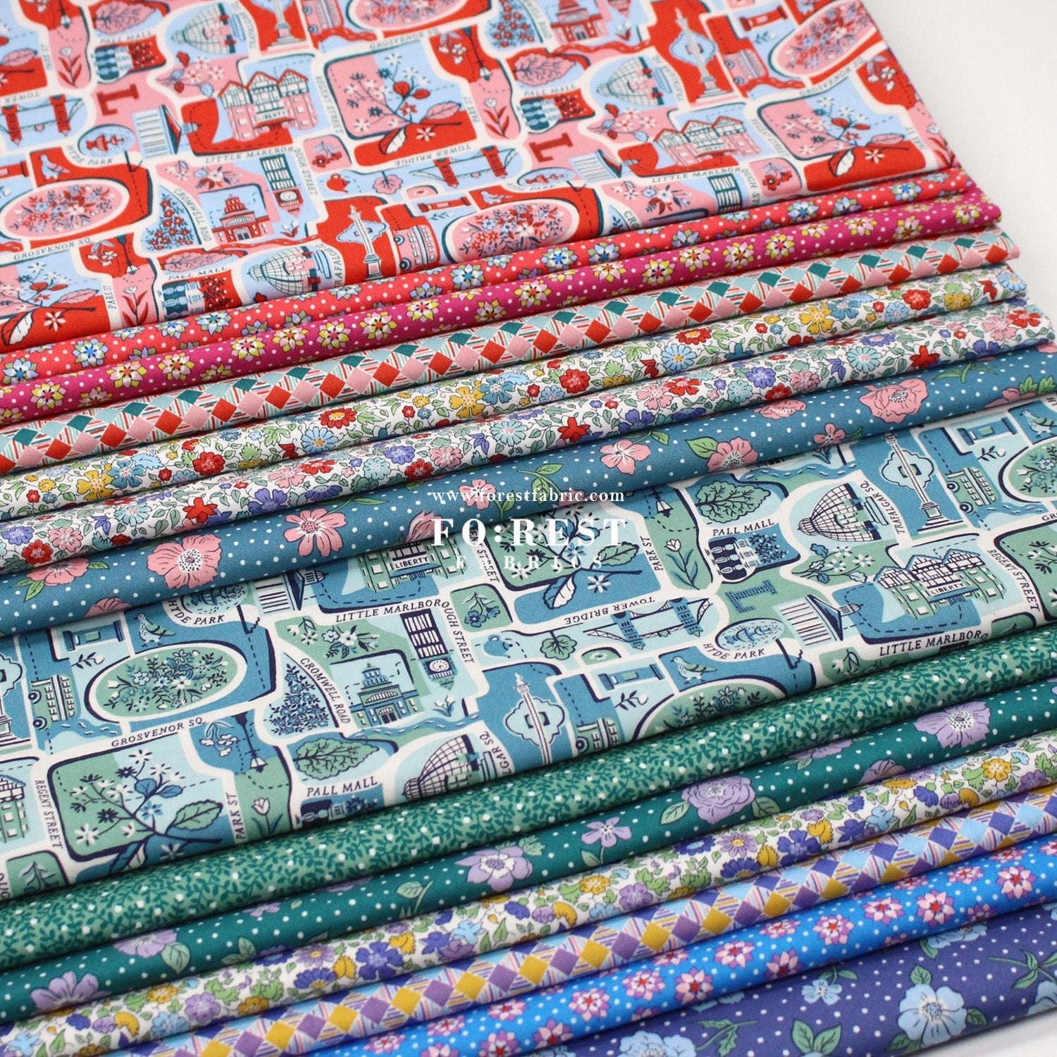 Quilting Liberty London Bouquet fabric SET - FO:REST Fabric 布恩堂Liberty fabrictana lawnjapanese fabricykk zipper