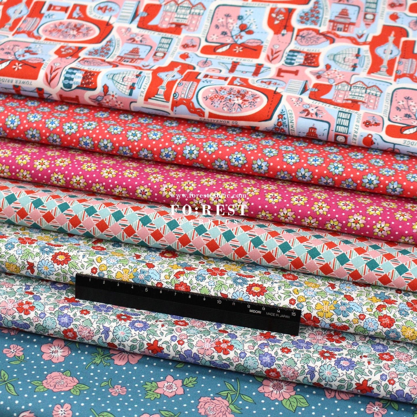 Quilting Liberty London Bouquet fabric SET - FO:REST Fabric 布恩堂Liberty fabrictana lawnjapanese fabricykk zipper