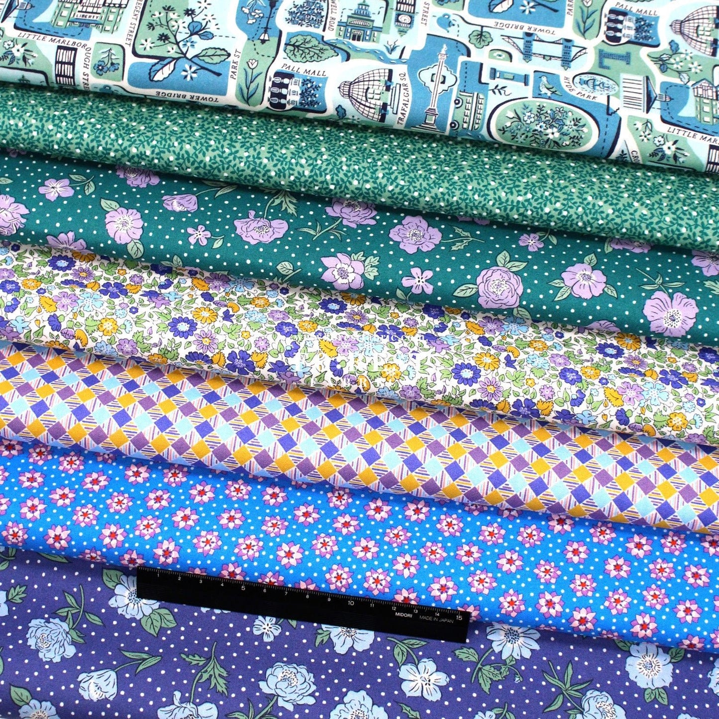 Quilting Liberty London Bouquet fabric SET - FO:REST Fabric 布恩堂Liberty fabrictana lawnjapanese fabricykk zipper