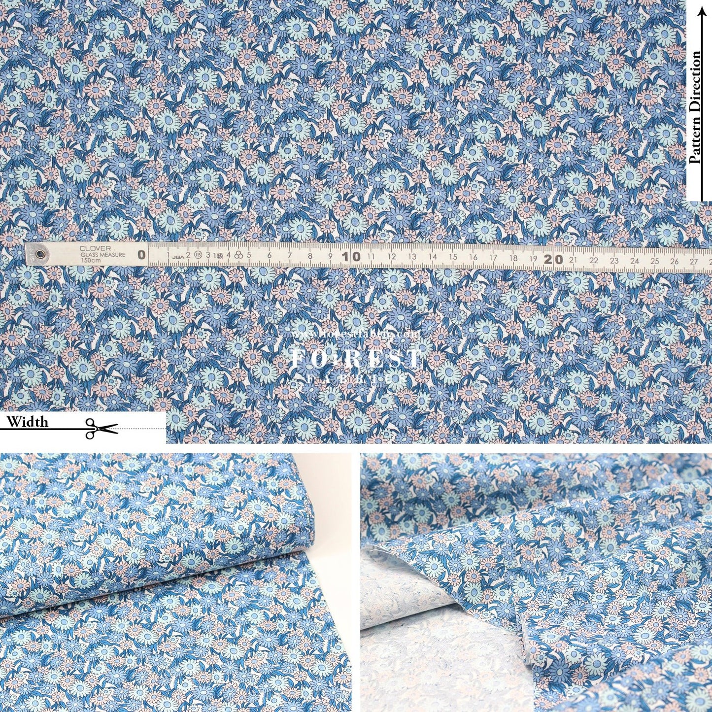 Quilting Liberty - Marguerite Meadow fabric D - FO:REST Fabric 布恩堂Liberty fabrictana lawnjapanese fabricykk zipper