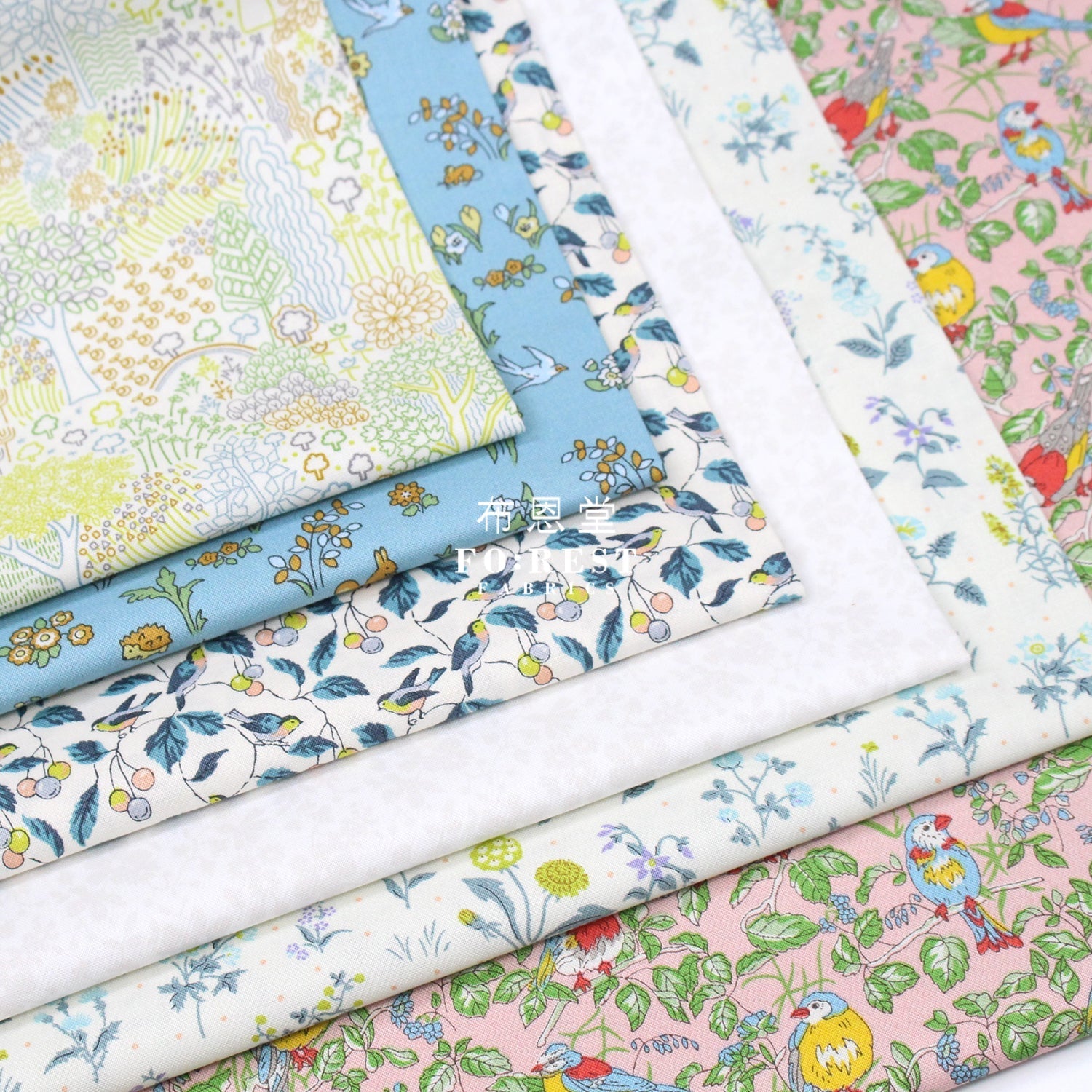 Quilting Liberty - Morning Birdsong A - FO:REST Fabric 布恩堂Liberty fabrictana lawnjapanese fabricykk zipper