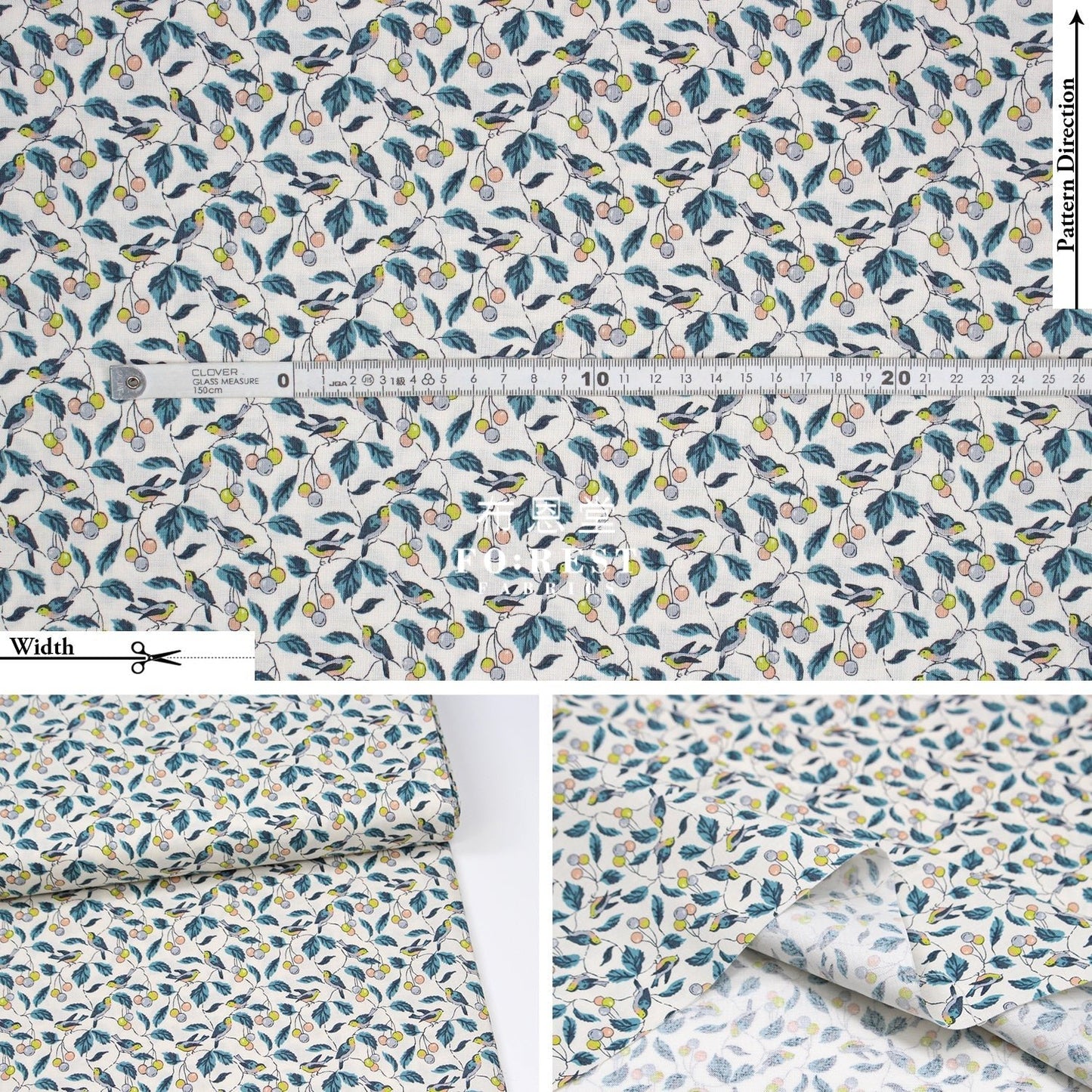 Quilting Liberty - Morning Birdsong A - FO:REST Fabric 布恩堂Liberty fabrictana lawnjapanese fabricykk zipper