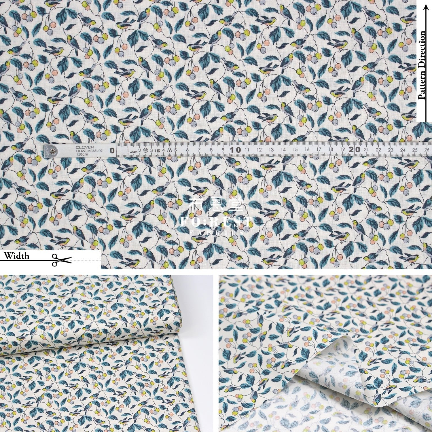 Quilting Liberty - Morning Birdsong A - FO:REST Fabric 布恩堂Liberty fabrictana lawnjapanese fabricykk zipper
