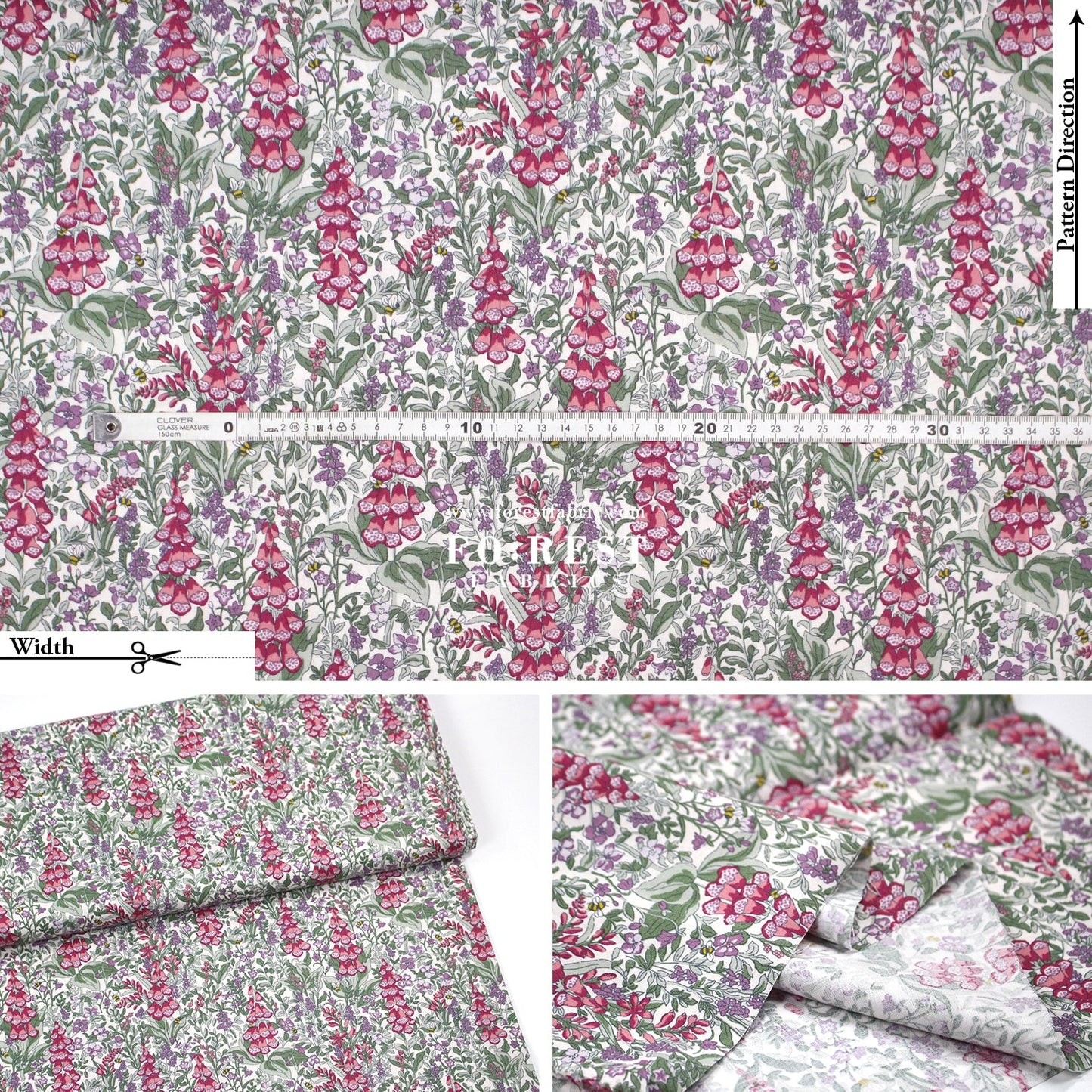 Quilting Liberty - Mull Foxgloves A - FO:REST Fabric 布恩堂Liberty fabrictana lawnjapanese fabricykk zipper